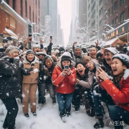 飞雪奇观，市民惊呆拍照