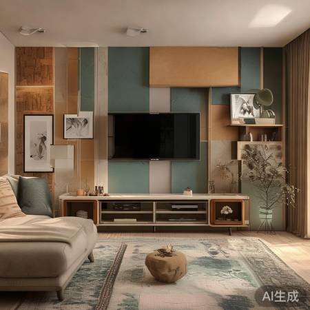 温馨电视背景墙，色彩与布局艺术